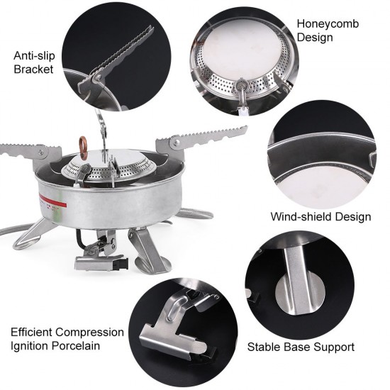 BRS-10 Outdoor Portable Camping Picnic Split-Type Stainless Steel Butane Gas Stove Cooker Burner Big Power Large Blaze