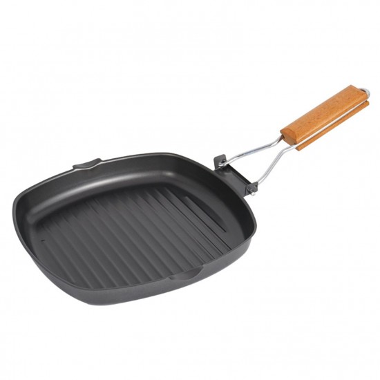 Outdoor Camping Frying Pan Ultralight Iron Steak Pot with Foldable Handle Cooking Tableware