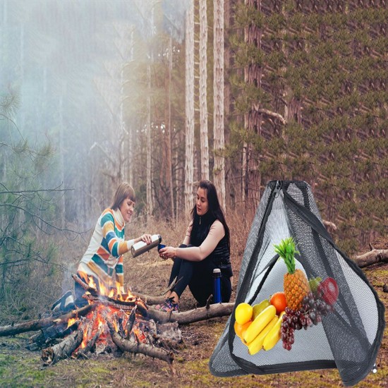 Outdoor Triangles Drying Net PVC Hangings Net Bag Foldable Storage Bag Camping Hangings Insect-proof Food Packs