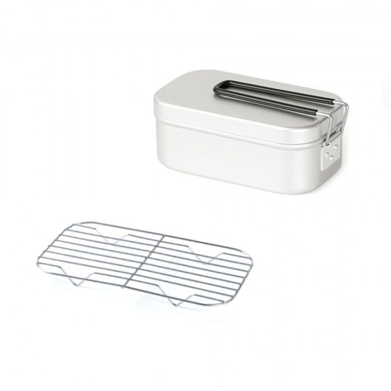 Lunch Box Mini Cutting Board Combo Set with Mini Folding Stove Steaming Rack Folding Windshield Fork Spoon Chopsticks