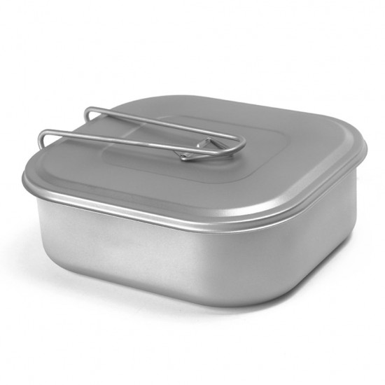 0.8mm Thick Titanium Lunch Box 1000ml Large Capacity  Mess Tin with Lid Folding Handle Outdoor Camping Cookware