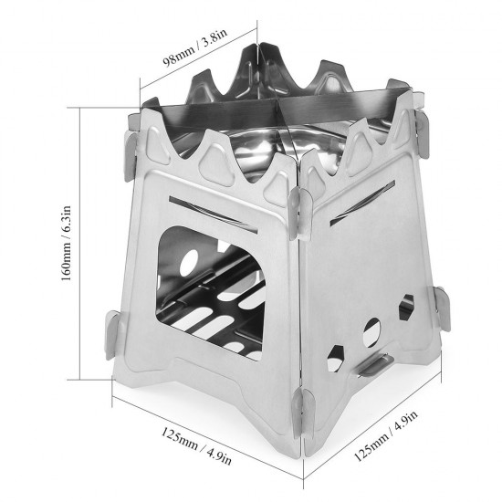 Outdoor Camping Stove Portable Folding Pocket Backpacking Wood Stove with Alcohol Tray for Camping Fishing Hiking