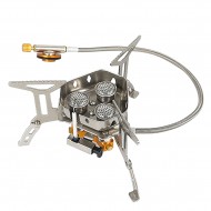 5800W Foldable Camping Gas Stove 3 Burners Piezo Ignition Lightweight Windproof Backpacking Stove Outdoor Cooking Stove for Camping Hiking Picnics