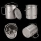 Aomiun Ultralight 750ml Titanium Pot Portable Titanium Water Mug Cup with Lid and Foldable Handle Outdoor Camping Cooking Picnic