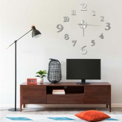 3D Wall Clock Modern Design Silver 100 cm XXL