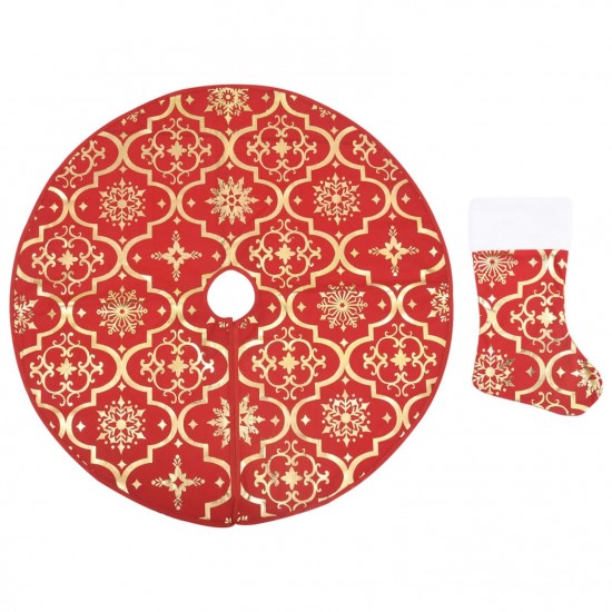 Luxury Christmas Tree Skirt with Sock Red 150 cm Fabric