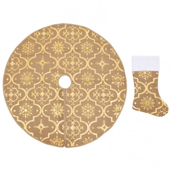 Luxury Christmas Tree Skirt with Sock Yellow 122 cm Fabric