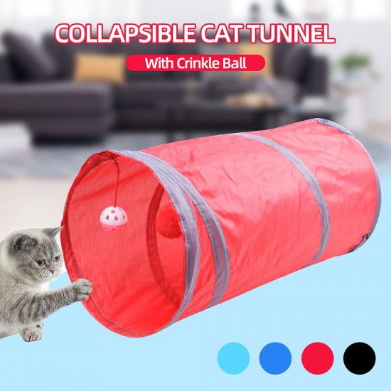 Collapsible Cat Tunnel Interactive Play Toy with Ringbell Ball for Hiding Hunting and Resting  Ideal for Multi-cat and Independent Play