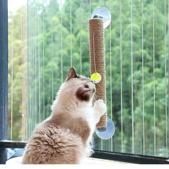 Wall Mounted Scratching Post with Hanging Ball Toy Cat Scratcher Cat Climbing Scratching Toy for Cats Playing Alone