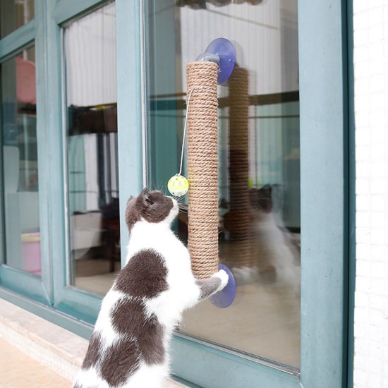 Wall Mounted Scratching Post with Hanging Ball Toy Cat Scratcher Cat Climbing Scratching Toy for Cats Playing Alone