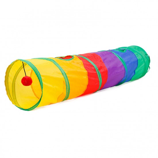 Collapsible Cat Tunnel Road Cat Toys Kitty Tunnel Pompon Ball Cat Interactive Play Toy for Hiding Resting