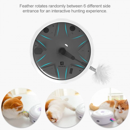 Interactive Cat Toy Electronic Smart Cat Teasing Toy with Dripping Sounds Feather Smart Modes Nighttime Light