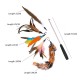 Cat Pet Feather Wand Cat Interactive Retractable Feather Toys Teaser with Bell 5 pcs Feather Replacement