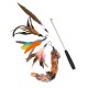 Cat Pet Feather Wand Cat Interactive Retractable Feather Toys Teaser with Bell 5 pcs Feather Replacement