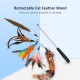 Cat Pet Feather Wand Cat Interactive Retractable Feather Toys Teaser with Bell 5 pcs Feather Replacement