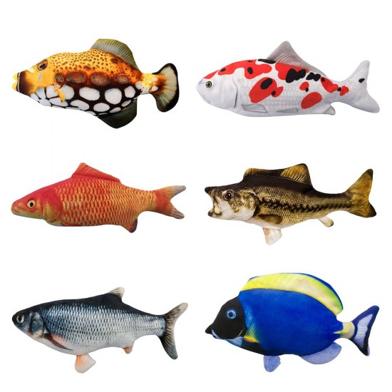 Realistic Plush Simulation Electric Doll Fish Funny Interactive Pets Chew Bite Supplies for Cat Fish Flop Cat Toy for Biting and Kicking