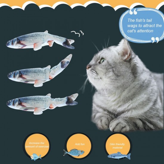 Electric Moving Kicker Simulation Fish Toy Cat USB Charging Realistic Flopping Fish, Wiggle Fish Catnip Toys for Cat Kitty Biting Chewing Kicking