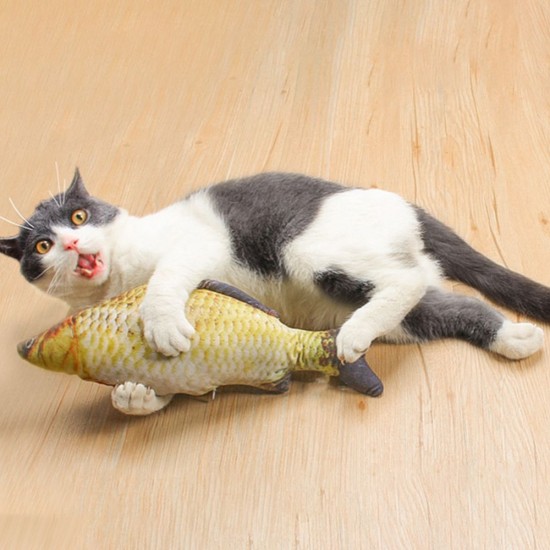 Electric Moving Kicker Simulation Fish Toy Cat USB Charging Realistic Flopping Fish, Wiggle Fish Catnip Toys for Cat Kitty Biting Chewing Kicking