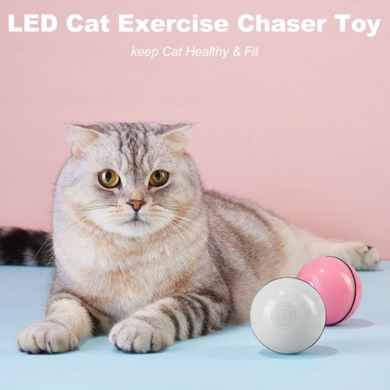 Smart Interactive Cat Toy Ball, Automatic Rolling Ball, USB Rechargeable Cat Light Toy, 360 Degree Self Rotating Ball for Pet Cat Dog, LED Lighting Cat Exercise Chaser Toy