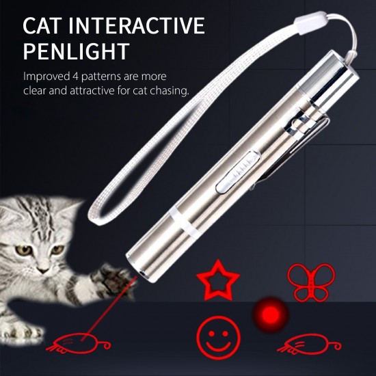 Cat Toy Interactive Penlight for Indoor Cats Dog Chaser Toys Small Light Wand Toy for Pets Playing Training Exercise Entertain Tools 7 in 1 Dog Cat Funny Toy USB Rechargeable