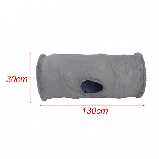 Pet Collapsible Cat Tunnel, Cat Toys Play Tunnel Durable Suede Pet Crinkle Tunnel with Ball, 130*30cm