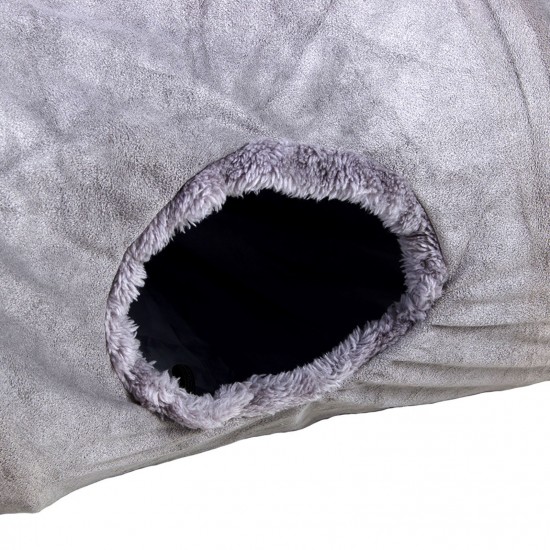 Pet Collapsible Cat Tunnel, Cat Toys Play Tunnel Durable Suede Pet Crinkle Tunnel with Ball, 130*30cm