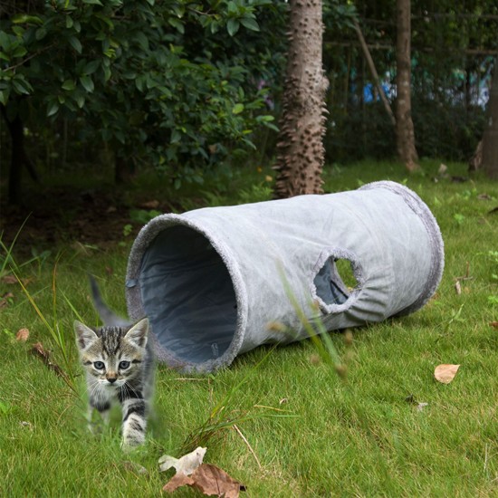 Pet Collapsible Cat Tunnel, Cat Toys Play Tunnel Durable Suede Pet Crinkle Tunnel with Ball, 130*30cm