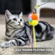 Cat Interactive Stick with Balls Bells Feather Wand for Cat Teaser Catcher Exercise Playing Fun Toys Pet Supplies