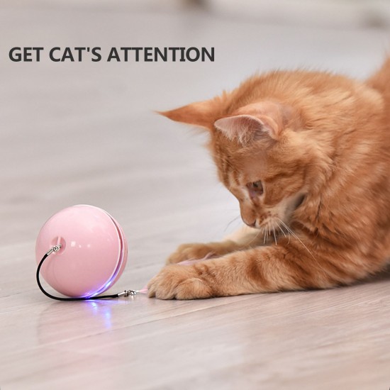 Pet Multicolor Lighting Cat Ball Plaything USB Charge Intelligent Multicolor Scrolling Pet Ball With Feather