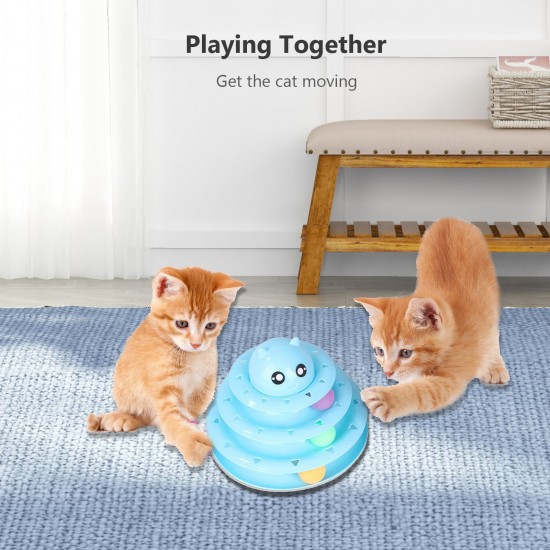 14PCS Cat Toy Interactive Toys Variety Pack Set Including 3 Level Towers Tracks Roller Feather Teaser Fluffy Mouse Crinkle Balls Having Fun Exerciser Playing for Pet Birthday Gift