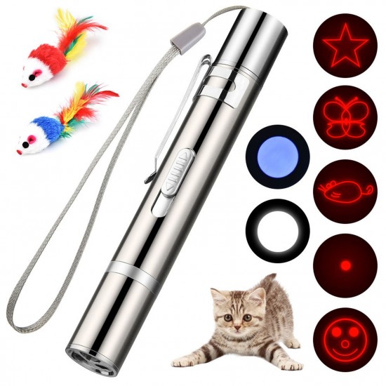 Tease Cat Pen Flashlight Toy Laser LED Pen Light USB Charging 3 Lighting Modes Creative Style