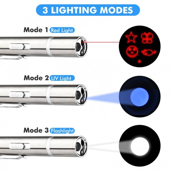 Tease Cat Pen Flashlight Toy Laser LED Pen Light USB Charging 3 Lighting Modes Creative Style