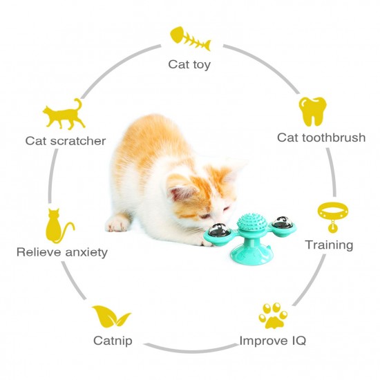 Interactive Windmill Cat Toys with Catnip : Cat Toys for Indoor Cats Funny Kitten Toys with LED Light Ball Suction Cup‖Cat Nip Toy for Cat chew Exercise