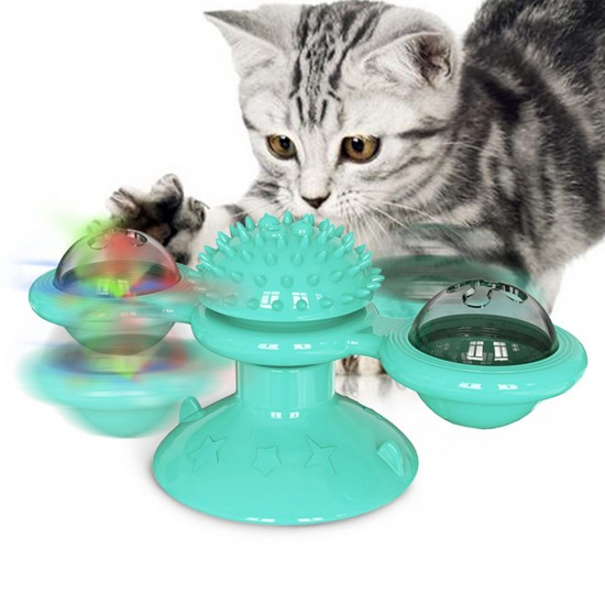 Interactive Windmill Cat Toys with Catnip : Cat Toys for Indoor Cats Funny Kitten Toys with LED Light Ball Suction Cup‖Cat Nip Toy for Cat chew Exercise