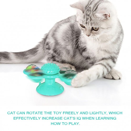 Interactive Windmill Cat Toys with Catnip : Cat Toys for Indoor Cats Funny Kitten Toys with LED Light Ball Suction Cup‖Cat Nip Toy for Cat chew Exercise