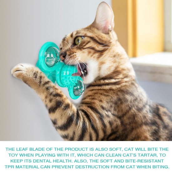 Interactive Windmill Cat Toys with Catnip : Cat Toys for Indoor Cats Funny Kitten Toys with LED Light Ball Suction Cup‖Cat Nip Toy for Cat chew Exercise