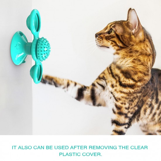 Interactive Windmill Cat Toys with Catnip : Cat Toys for Indoor Cats Funny Kitten Toys with LED Light Ball Suction Cup‖Cat Nip Toy for Cat chew Exercise