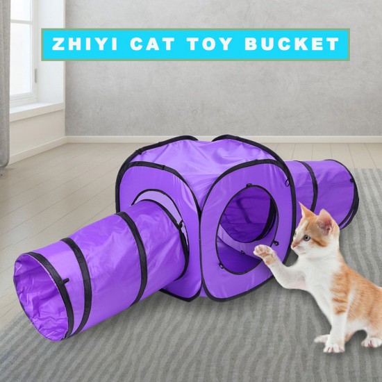 Cat Toy Tunnel and Cubes 3 Way Bundle Collapsible Tube Detachable 3 in 1 Cat Tunnel Run Road Way Tunnel Catnip House for Indoor Cats Kitten Puppy Best Sellers