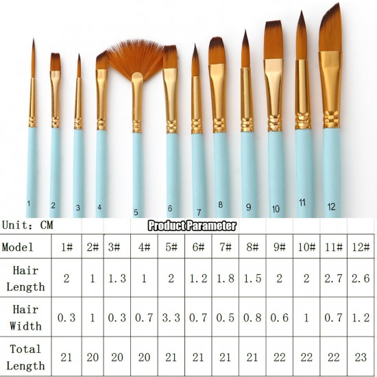 12Pcs Fine Detail Paint Brush Set Double Color Taklon Hair Paintbrushes for Miniature Acrylic Oil Watercolor Painting Beginner Student Artist Drawing Kits