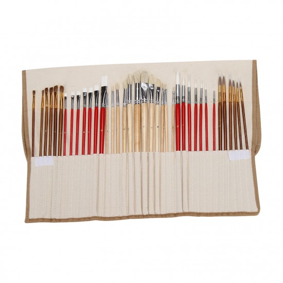 38Pcs Paint Brushes Set PaintBrushes Starter Kit Includes Taklon/ Bristle/ Horse Hair Brushes for Acrylic Oil Watercolor Gouaches Painting Artist Supplies