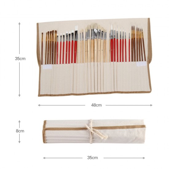 38Pcs Paint Brushes Set PaintBrushes Starter Kit Includes Taklon/ Bristle/ Horse Hair Brushes for Acrylic Oil Watercolor Gouaches Painting Artist Supplies