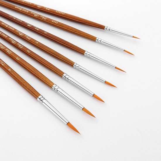 7pcs Draw Paint Brushes Kit Set Artist Paintbrush Nylon Hair Pointed Round Pen Detail Paint Brush for Artist Acrylic Aquarelle Watercolor Gouache Oil Painting for Great Art Drawing Supplies