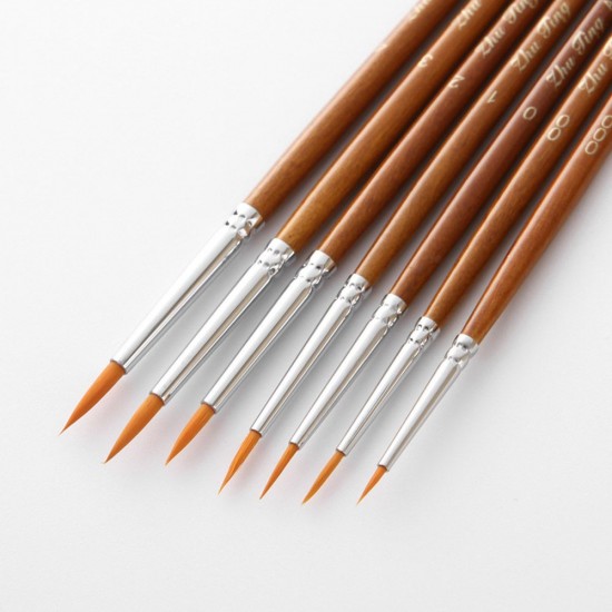 7pcs Draw Paint Brushes Kit Set Artist Paintbrush Nylon Hair Pointed Round Pen Detail Paint Brush for Artist Acrylic Aquarelle Watercolor Gouache Oil Painting for Great Art Drawing Supplies