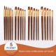 5pcs Paint Brushes Set Kit Round Pointed Tip Brushes with Nylon Hair for Artist Acrylic Aquarelle Gouache Watercolor Oil Painting for Great Art Drawing Supplies