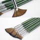 7pcs Paint Brushes Set Fan Brush Nylon Hair Long Wooden Handle Paintbrush for Acrylic Oil Watercolor Gouache Painting Art Supplies