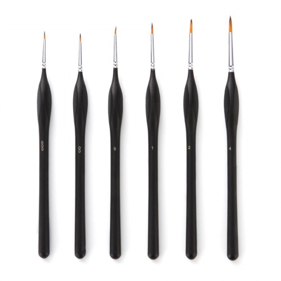 Detail Paint Brushes Set 6pcs Professional Miniature Fine Artist Painting Brushes Nylon Hair Ergonomic Wooden Handle Art Paintbrush for Acrylic Oil Watercolor Nail Face Craft Rock Model Painting