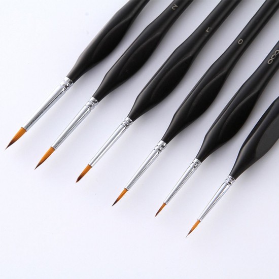 Detail Paint Brushes Set 6pcs Professional Miniature Fine Artist Painting Brushes Nylon Hair Ergonomic Wooden Handle Art Paintbrush for Acrylic Oil Watercolor Nail Face Craft Rock Model Painting