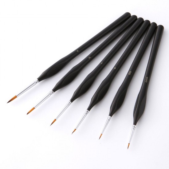 Detail Paint Brushes Set 6pcs Professional Miniature Fine Artist Painting Brushes Nylon Hair Ergonomic Wooden Handle Art Paintbrush for Acrylic Oil Watercolor Nail Face Craft Rock Model Painting