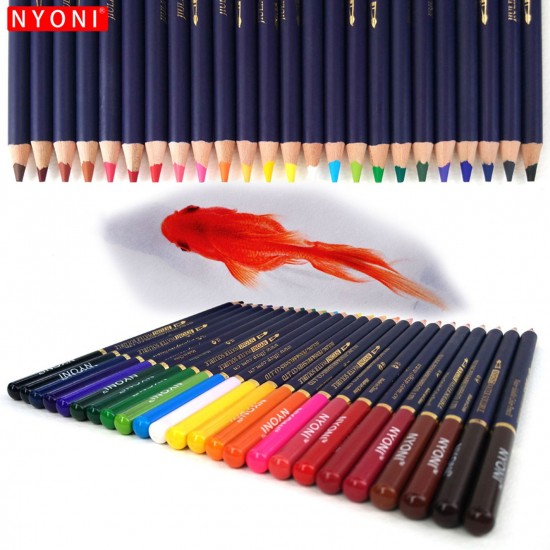 NYONI Professional Watercolor Pencils Set 12/24/36/48/72/100 Colored Pencils Water Soluble Color Pencils with Brush and Metal Box Art Supplies for Children Students Artists Adults for Drawing Sketching Painting Coloring Books