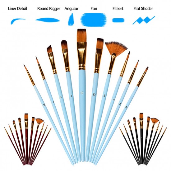 10pcs Paint Brushes Set Kit Artist Paintbrush Multiple Mediums Brushes with Nylon Hair for Artist Acrylic Aquarelle Watercolor Gouache Oil Painting for Great Art Drawing Supplies